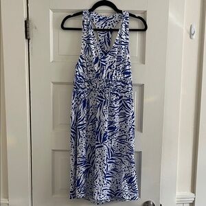 Blue and White Patterned Women's Dress